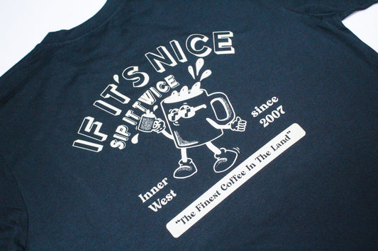 "If It's Nice, Sip It Twice" Marionette Tee - Navy